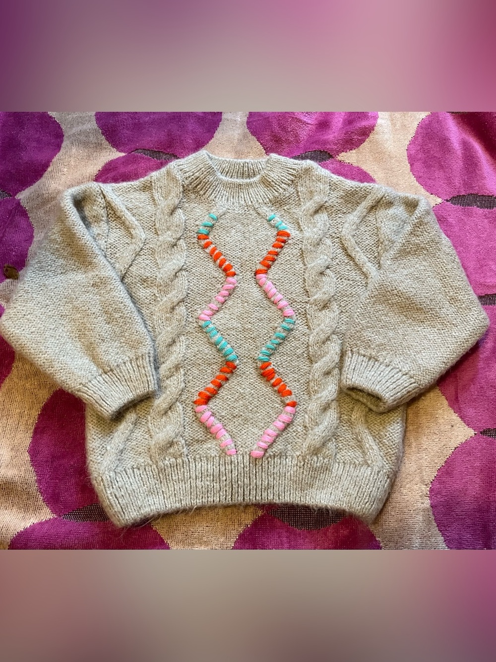 Zara Kids Embroidered Cable Knit Sweater